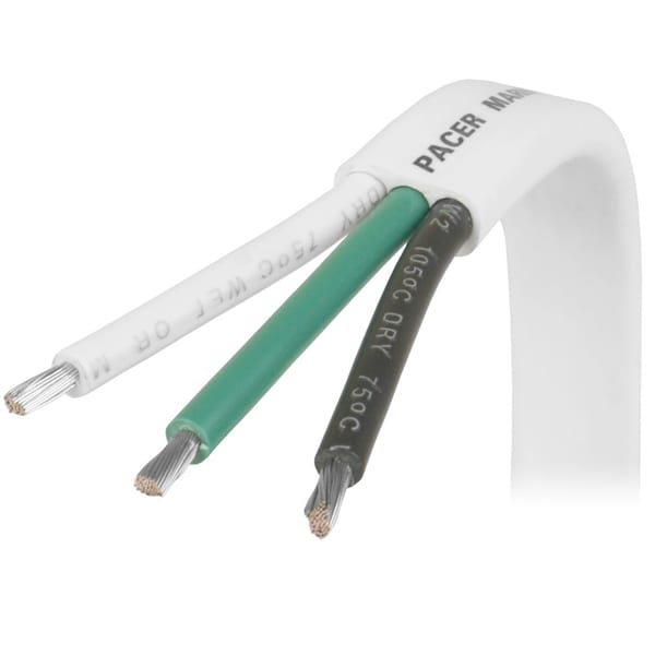 Pacer 12/3 AWG Triplex Cable, Black/Green/White, 100'
